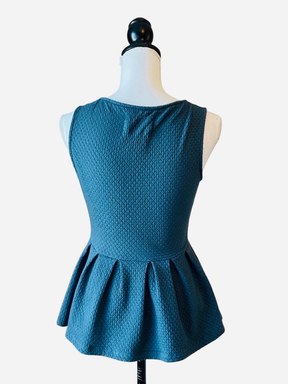 Anthropologie Deletta Textured Peplum Tank in Deep Teal Blue - XS, Like New - Picture 3 of 4